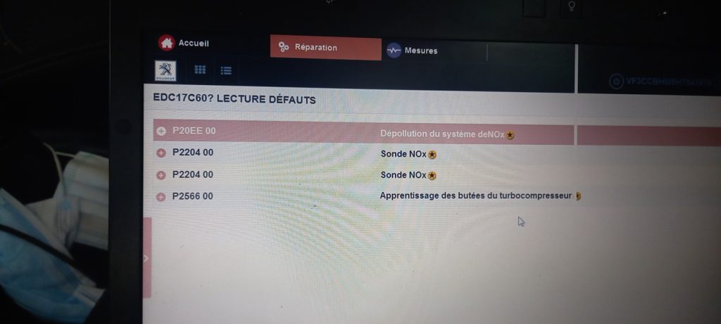 résultat écran valise de diagnostic